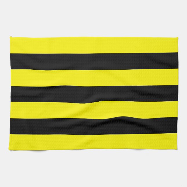 Linge De Cuisine Rayures jaunes et noires (Horizontal)