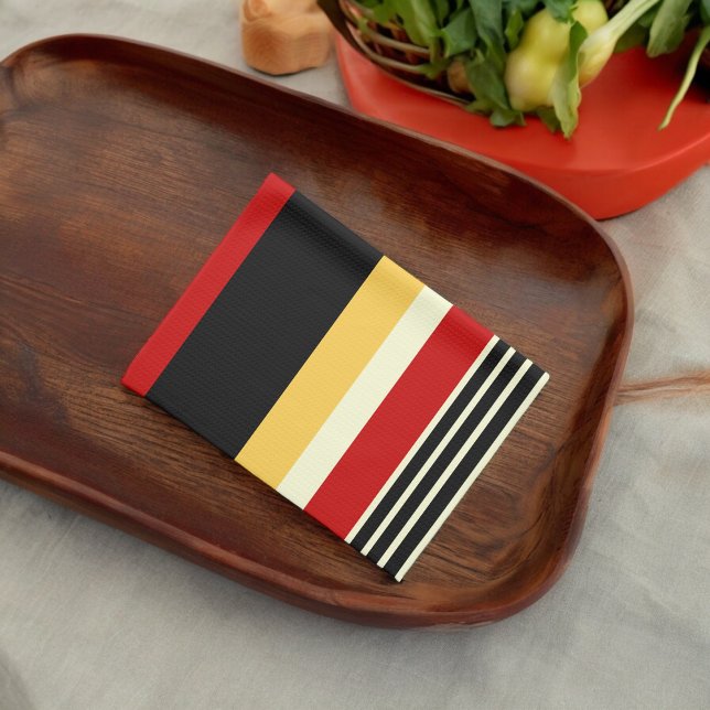 Linge De Cuisine Rayures jaunes, noires et rouges (Kitchen Towel)