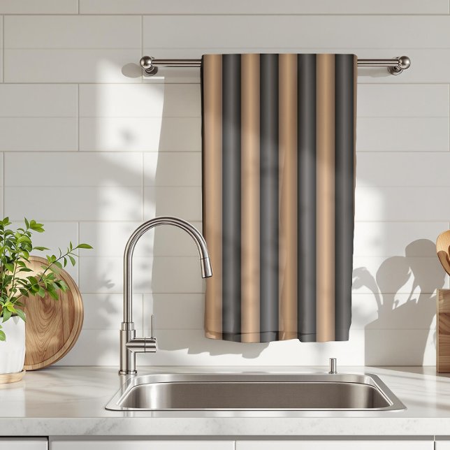 Linge De Cuisine Rayures Marron Toastées de Style Moderne avec Prof (Créateur téléchargé)