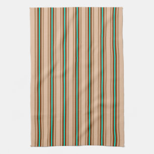 Linge De Cuisine Rayures Modernes du Milieu du Siècle, Beige. Marro