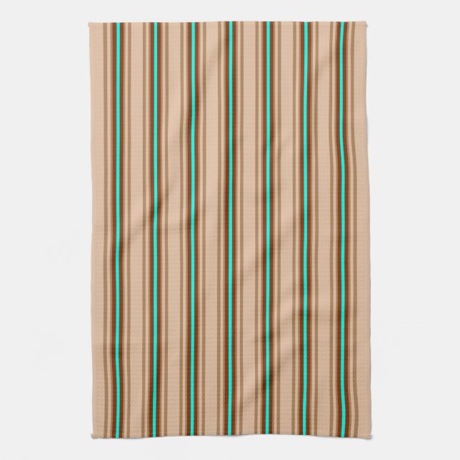 Linge De Cuisine Rayures Modernes du Milieu du Siècle, Beige. Marro (Vertical)