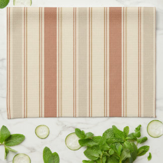 Linge De Cuisine Rayures multi-largeur crème terracotta et lin taup