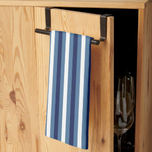 Linge De Cuisine Rayures Nautiques Bleu Marine Bleu Fumé Blanc Impe