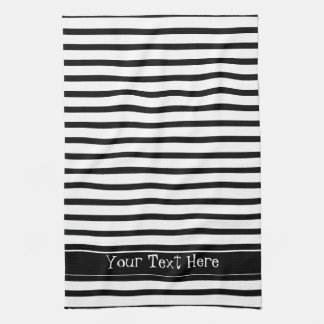 Linge De Cuisine Rayures noires et blanches personnalisables