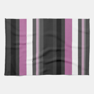 Linge De Cuisine Rayures noires, grises et blanches