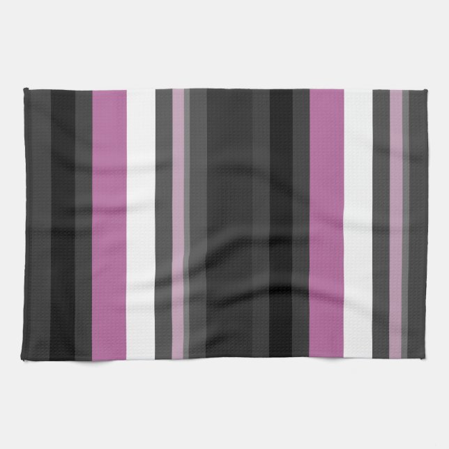 Linge De Cuisine Rayures noires, grises et blanches (Horizontal)