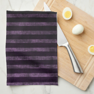 Linge De Cuisine Rayures ombrées grunge noir et violet