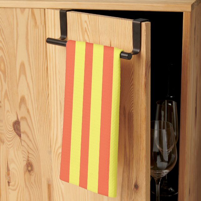 Linge De Cuisine Rayures orange et jaune  (Pliage en tiers)