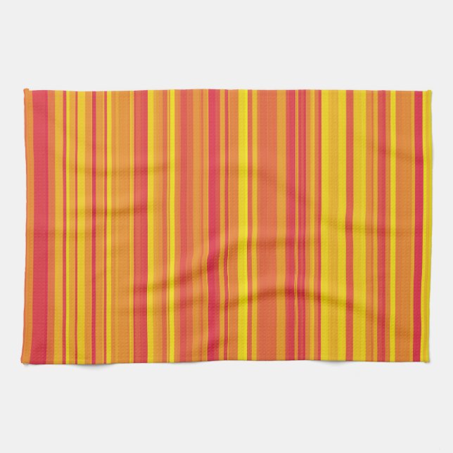 Linge De Cuisine Rayures Orange Rouge Jaune (Horizontal)