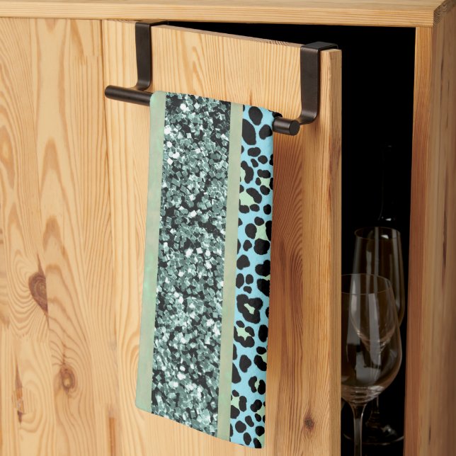 Linge De Cuisine Rayures Pailletées Léopard Glam 2 (Pliage en tiers)