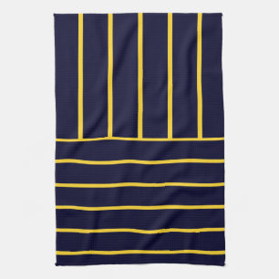 Linge De Cuisine Rayures profondes bleu et jaune