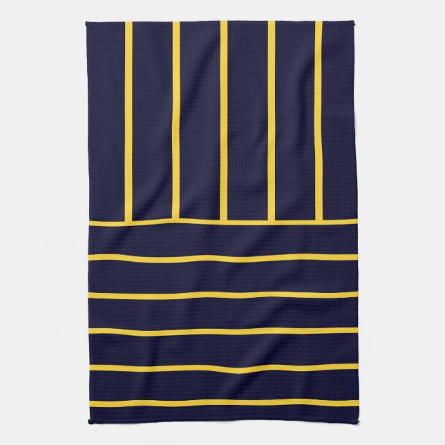 Linge De Cuisine Rayures profondes bleu et jaune (Vertical)