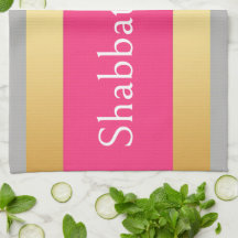 Rayures rose chaud gris or, Shabbat Shalom Glam