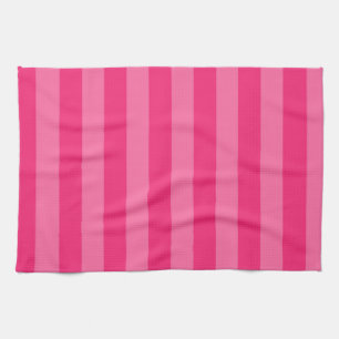 Linge De Cuisine Rayures rose pâle et rose chaud