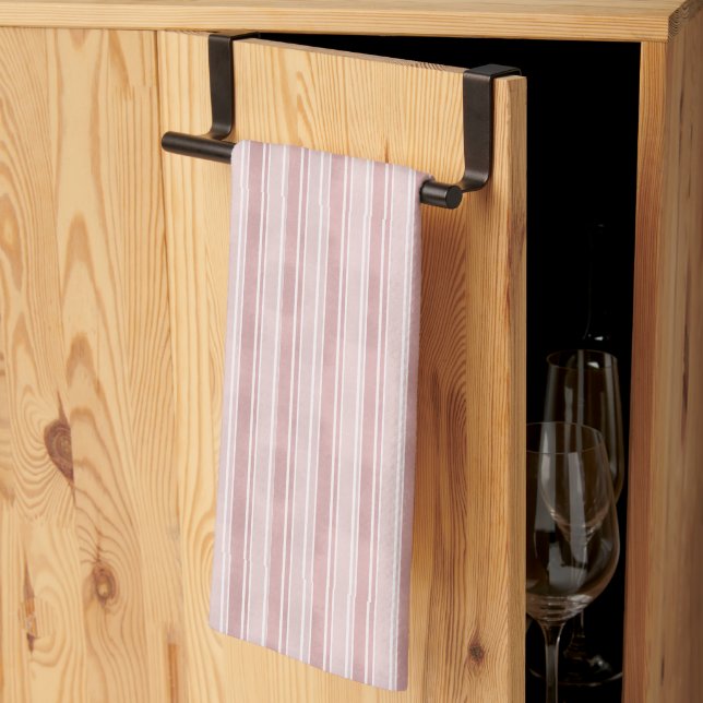 Linge De Cuisine Rayures roses (Pliage en tiers)