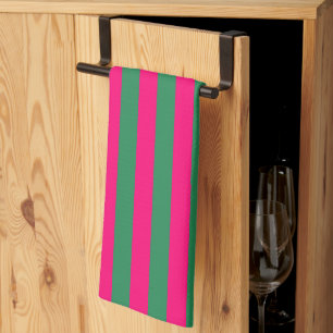 Linge De Cuisine Rayures roses et vertes