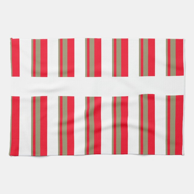 Linge De Cuisine Rayures rouges et vertes (Horizontal)