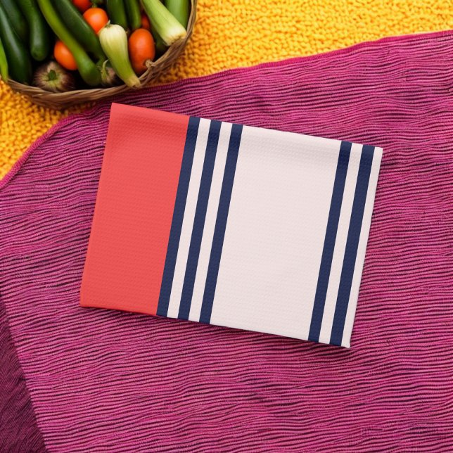 Linge De Cuisine Rayures Uniformes Rouges et Noires (Kitchen Towel)