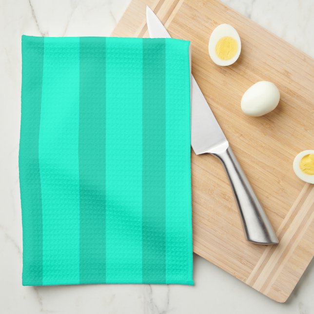 Linge De Cuisine Rayures vert sauge  (Quart Plié)