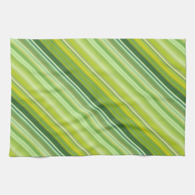 Linge De Cuisine Rayures vertes et jaunes (Horizontal)