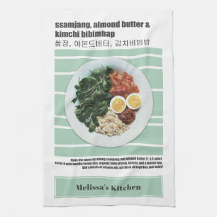 Linge De Cuisine Recette de Bibimbap Colorée de la Cuisine Coréenne