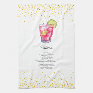 Linge De Cuisine Recette de boisson personnalisée Paloma aquarelle
