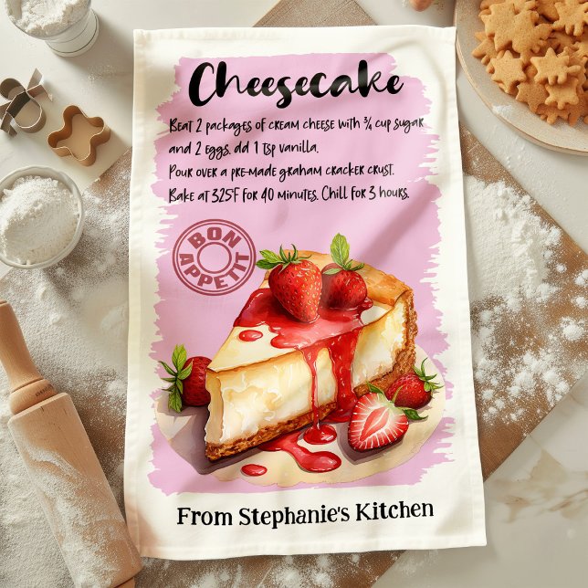 Linge De Cuisine Recette de cheesecake personnalisée (Créateur téléchargé)