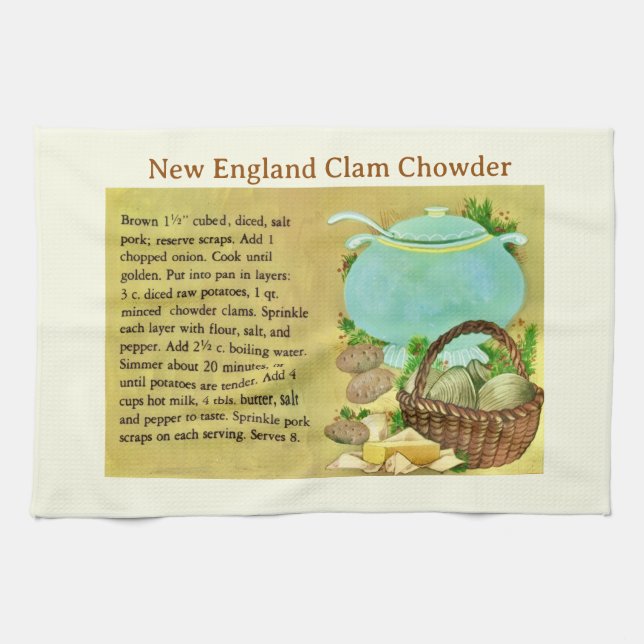 Linge De Cuisine Recette de Clam Chowder de la Nouvelle-Angleterre (Horizontal)