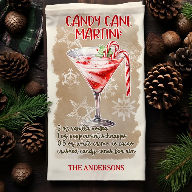 Linge De Cuisine Recette de cocktail de Noël Candy Cane Martini (Créateur téléchargé)