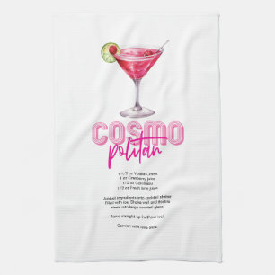 Linge De Cuisine Recette de cocktail rose aquarelle Cosmopolitan 