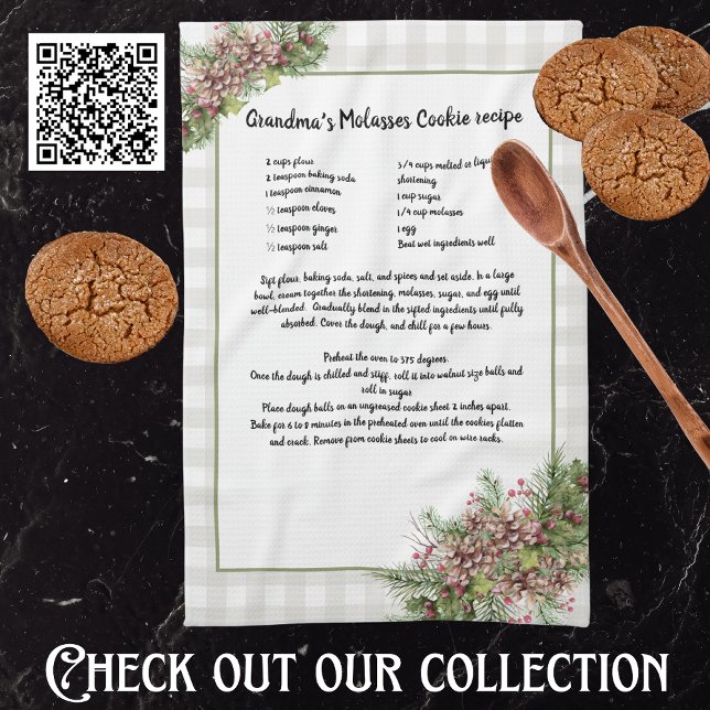 Linge De Cuisine Recette de conservation Pine de Noël cônes Gris pl (Créateur téléchargé)