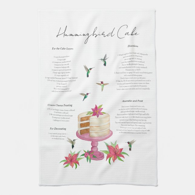 Linge De Cuisine Recette de gâteau pour colibris  (Vertical)