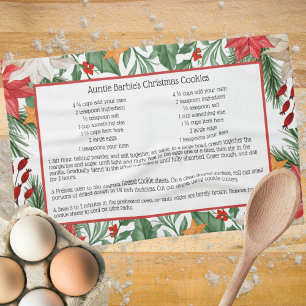 Linge De Cuisine Recette de Noël Floral Rouge Poinsettia Holiday Re