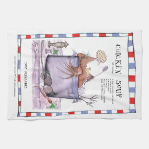 Linge De Cuisine recette de potage au poulet, teatowel élégant de