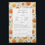 Linge De Cuisine Recette famille Heirloom Halloween Motif<br><div class="desc">Gardez la serviette à thé de la recette familiale. Partagez la recette de chili de l'oncle Jim ou le plat de casserole de la grande tante Aggie, qui a toujours été le plat préféré de grâces. Un design modèle élégant et simple peut être facilement ajusté pour partager vos recettes familiales...</div>