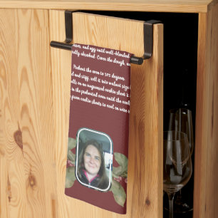 Linge De Cuisine Recette Keepsaké photo et plaid floral tan gris