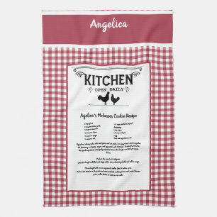 Linge De Cuisine Recette personnalisée Rouge Blanc Farmhouse Buffal