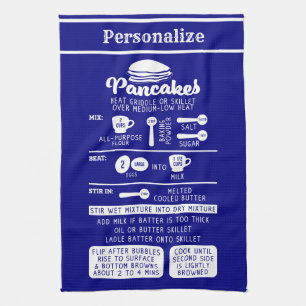 Linge De Cuisine Recette Retro Vintage Pancake bleu marine blanc