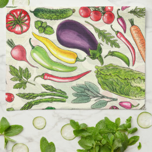 Linge De Cuisine Récolte de légumes et d'herbes sur le blanc