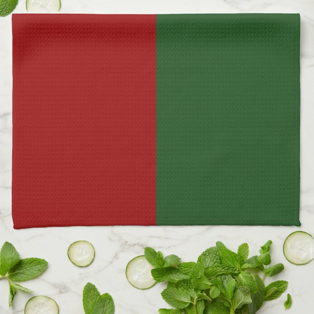 Linge De Cuisine Rectangles rouge et vert (Plié)