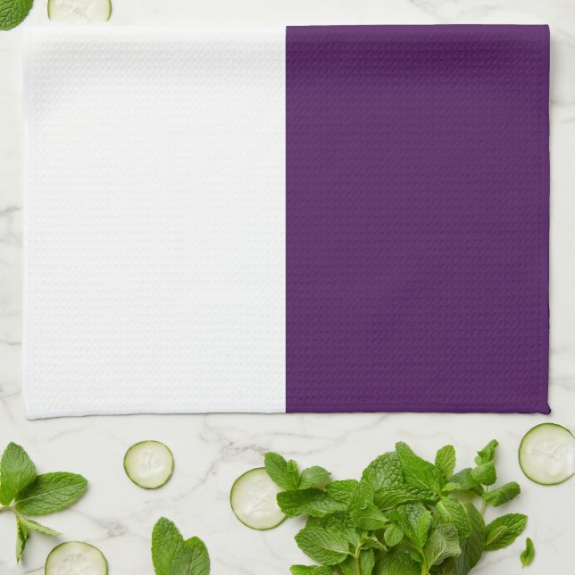 Linge De Cuisine Rectangles Violets Royaux et Blancs (Plié)