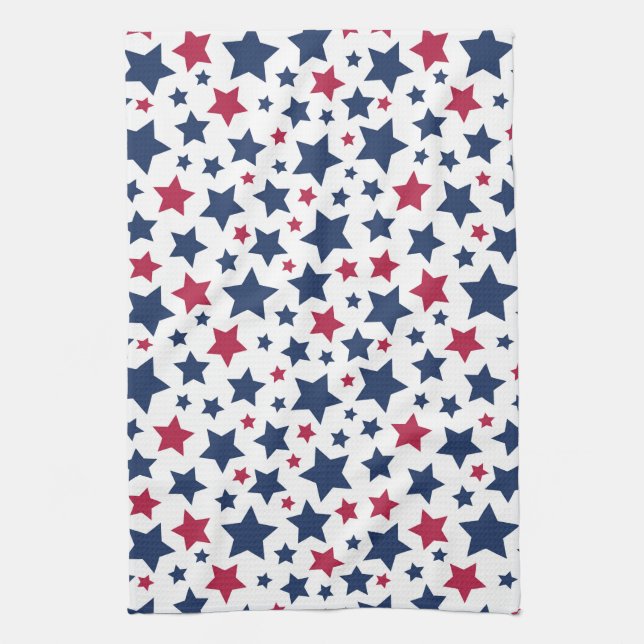 Linge De Cuisine Red and Blue Stars - motif de drapeau américain (Vertical)