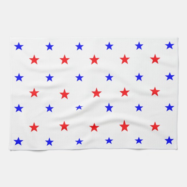 Linge De Cuisine Red and Blue Stars - Starry Sky Motif (Horizontal)