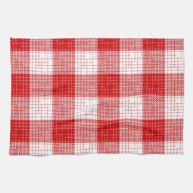 Linge De Cuisine Red and White Bold Checkered Plaid Design  (Horizontal)