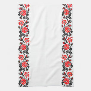 Linge De Cuisine Red & Black Rose cross-stitch Russian Pattern