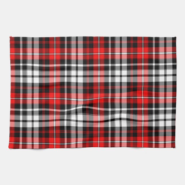 Linge De Cuisine Red Black White Plaid Tartan Pattern Design  (Horizontal)