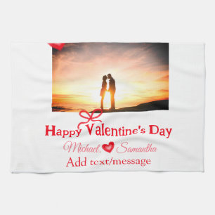 Linge De Cuisine Red bow valentine's day ajouter photo nom coeur am