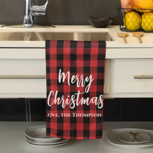 Linge De Cuisine Red Buffalo Check Joyeux Noël Custom