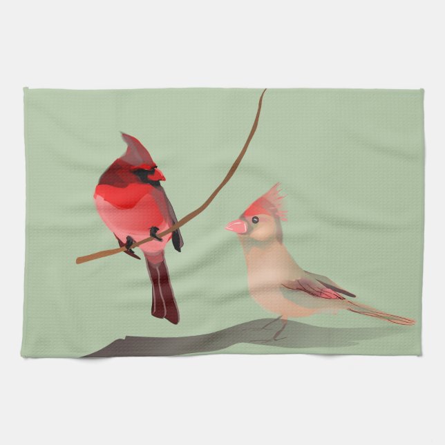 Linge De Cuisine Red Cardinal Winter Bird (Horizontal)