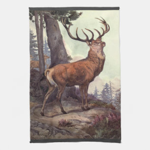 Linge De Cuisine Red Deer par Winifred Austen, Animaux sauvages Vin